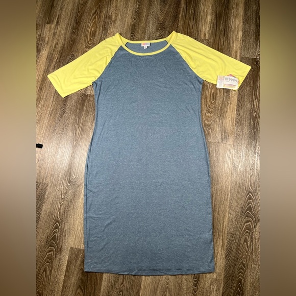 NWT Lularoe Julia Dress, blue/yellow sz:XL - Picture 1 of 4